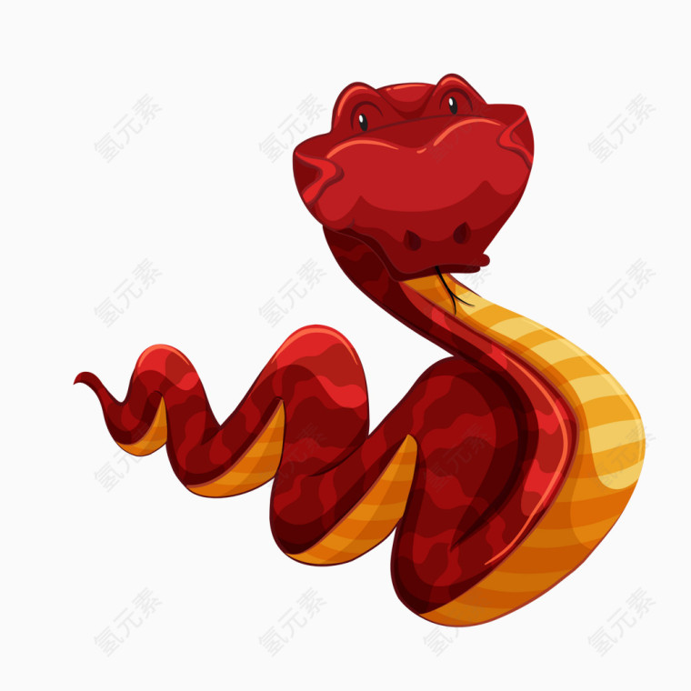 卡通手绘红色的蛇素材
