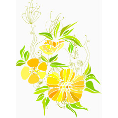 绽放的手绘黄花