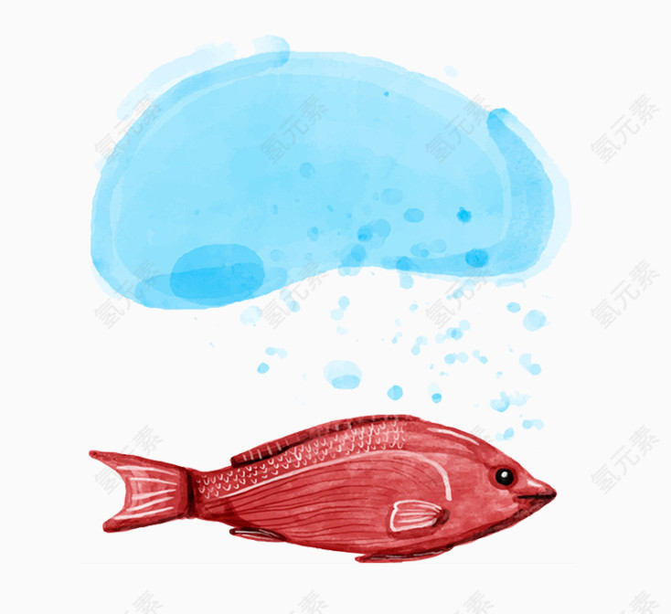 卡通手绘水彩小鱼