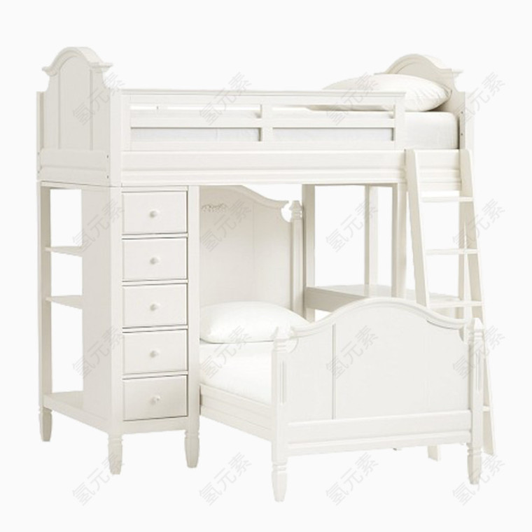 3d室内软装搭配家具白色上下床欧式