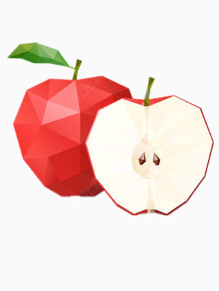 PS三角形苹果立体苹果扁平化水果下载