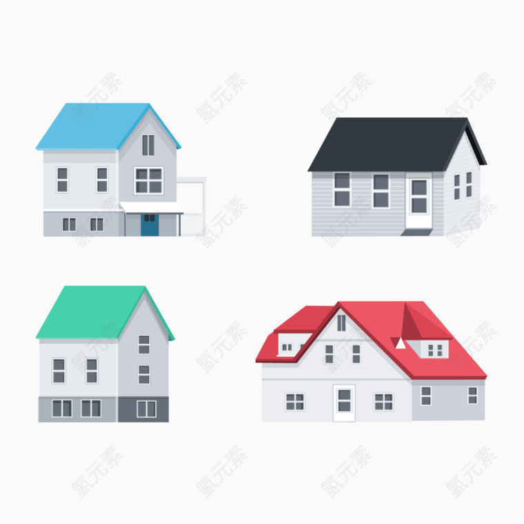 矢量图几种房屋