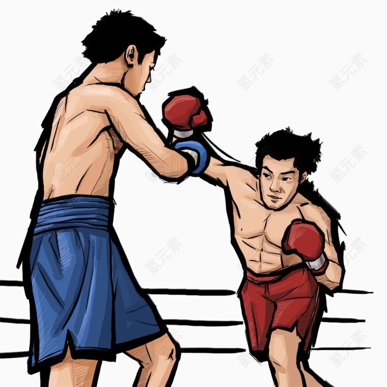 卡通运动员拳击
