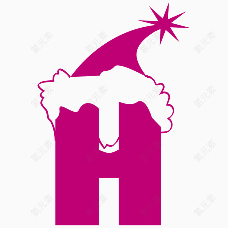 卡通手绘圣诞节粉色英文字母H