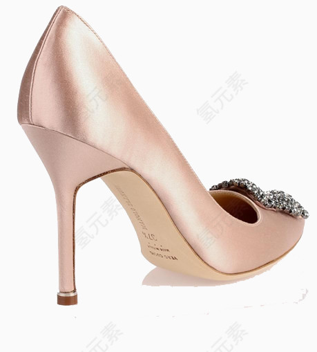 马诺洛高跟鞋粉色镶钻