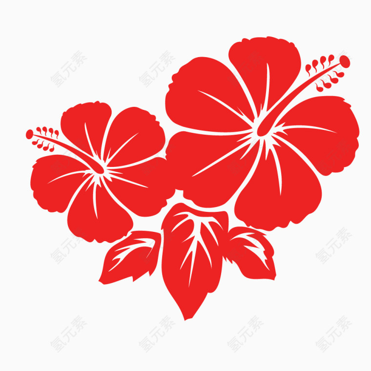 红色中国风盛开的花朵