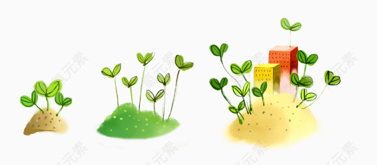 卡通可爱植物堆