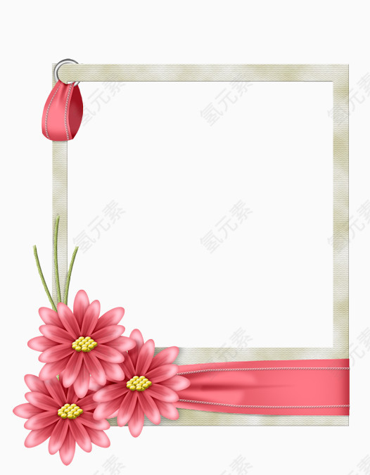 白色相框粉色花朵相框正方形相框