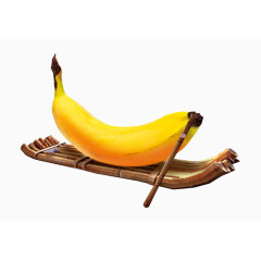 卡通手绘香蕉竹筏