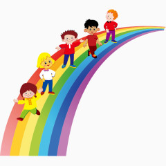 彩虹上玩耍的儿童