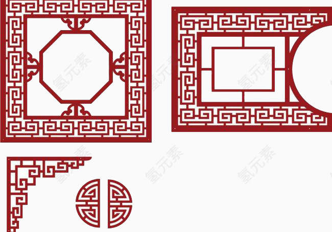中国风红色门窗素材
