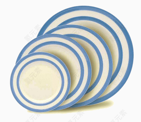 蓝白色圆形陶瓷盘子