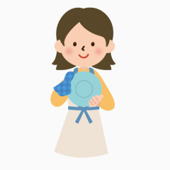 卡通小人矢量图手绘素材 洗餐具的女人