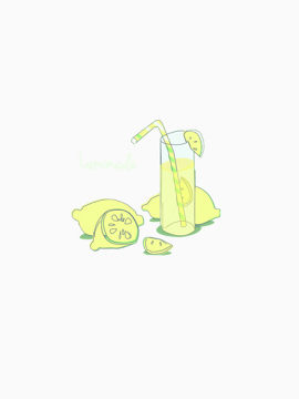 柠檬汁手绘矢量图