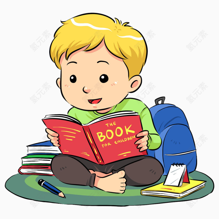 看书的小男孩专注的人
