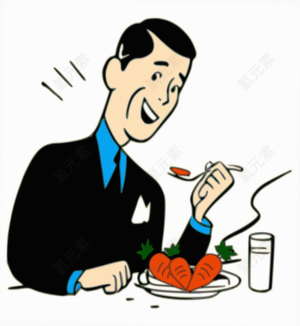 吃饭的男性卡通
