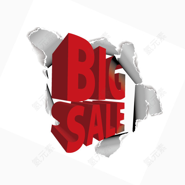 big sale 立体字 投影 红色  撕裂