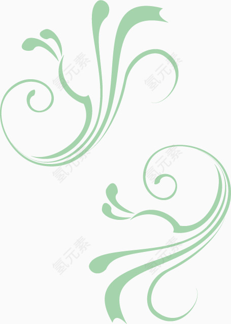 水绿色曲线花纹装饰