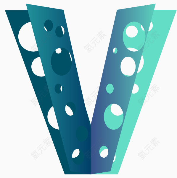 折叠镂空字母V