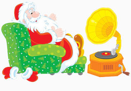 正在享受音乐的圣诞老人
