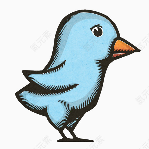 木版画推特鸟令人惊叹的微博鸟图标
