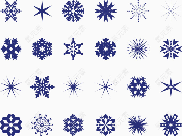 冬季蓝色的雪花图标大合集