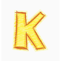 橙色手绘字母K