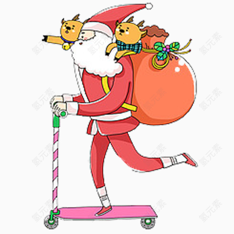 骑滑板的圣诞爷爷图片素材
