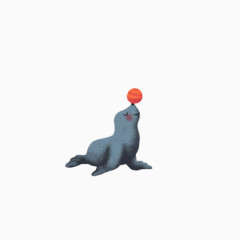 简约小清新可爱手绘顶球的海豹