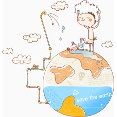 地球上洗澡的男孩