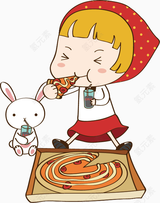 吃披萨的小女孩