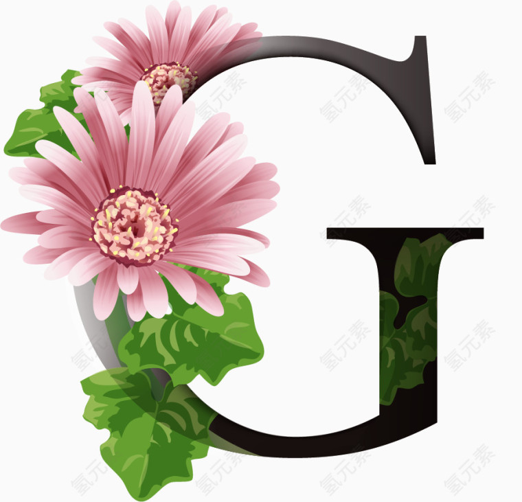 鲜花花纹字母G