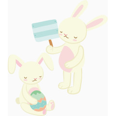 兔子彩蛋举牌卡通手绘装饰元素