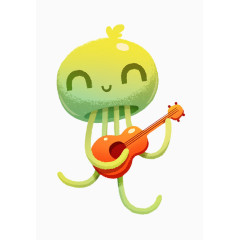 卡通弹吉他的小章鱼