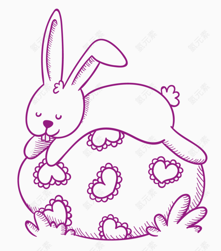 简笔画复活节兔子彩蛋