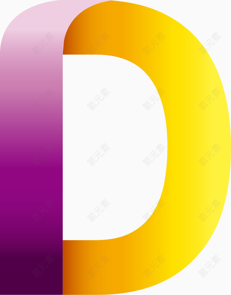 彩色折叠英文字母D