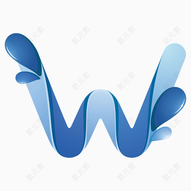 蓝色水纹字母字体W