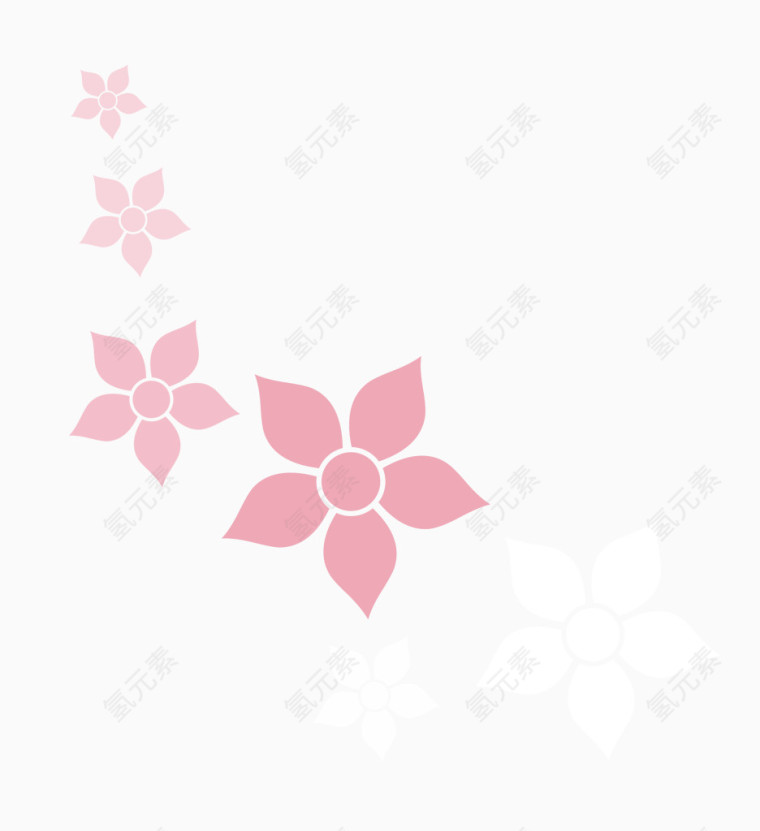卡通粉色花卉装饰元素
