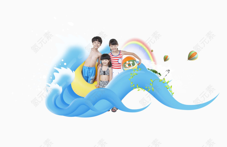 儿童夏季游泳广告