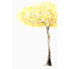 手绘清新黄色大树