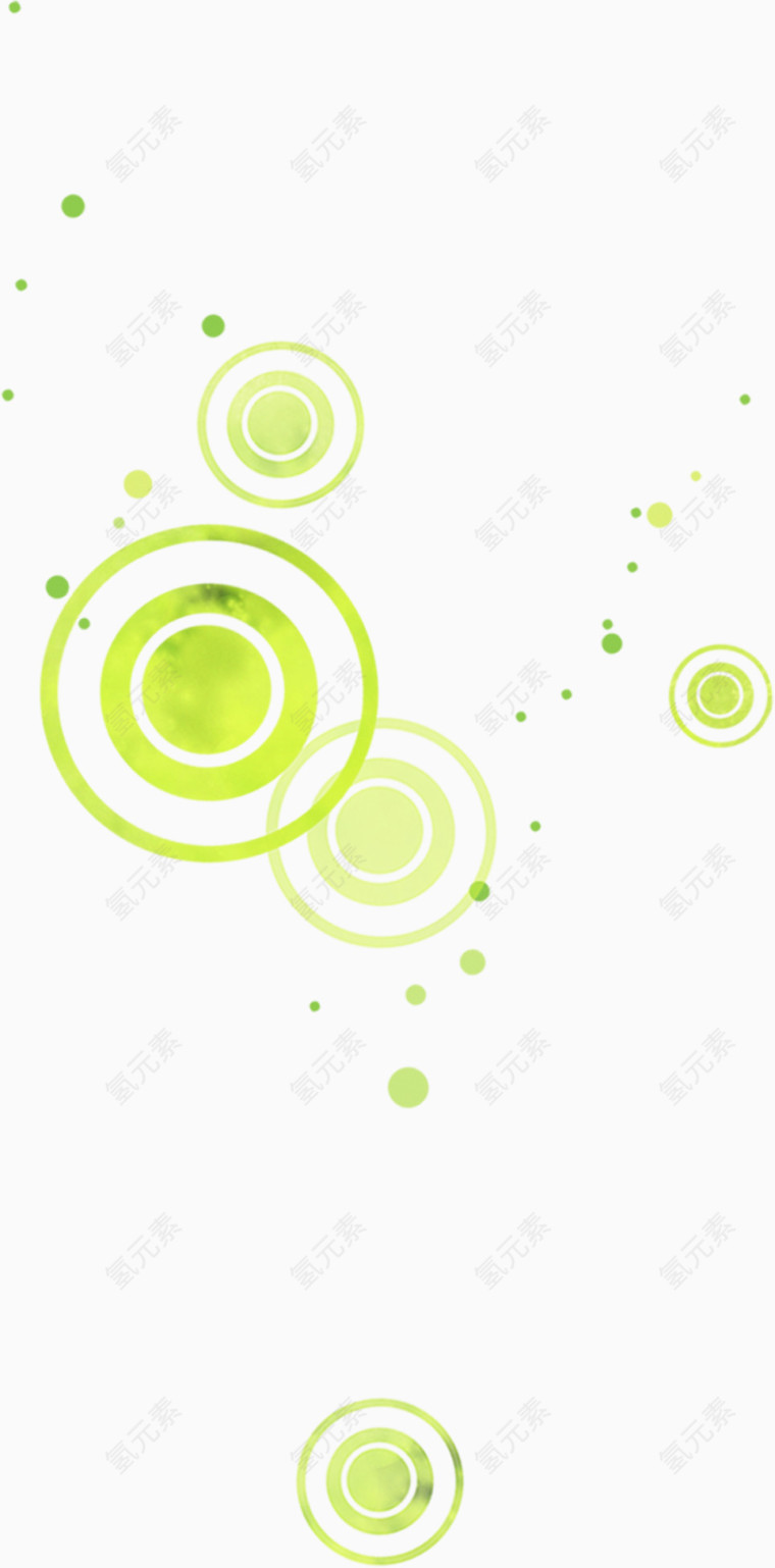 绿色卡通可爱圆形花纹漂浮元素
