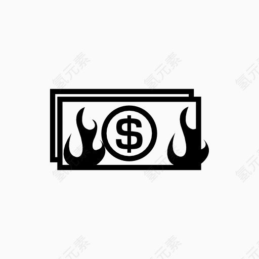 燃烧的美元钞票图标