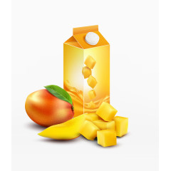  芒果汁和新鲜芒果矢量素材