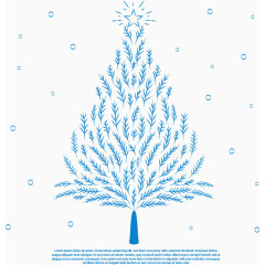 浪漫手绘蓝色圣诞树