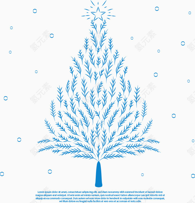 浪漫手绘蓝色圣诞树