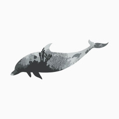 黑白剪影海豚