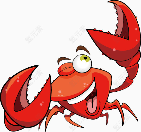 卡通可爱大笑的螃蟹