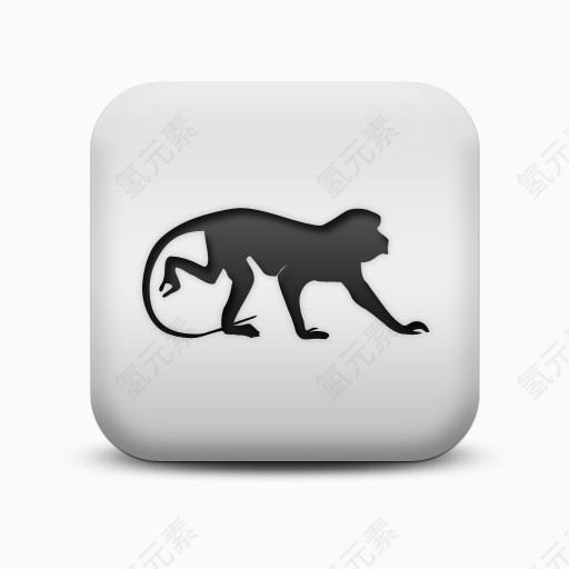 不光滑的白色的广场图标动物动物猴子Animals-Icons