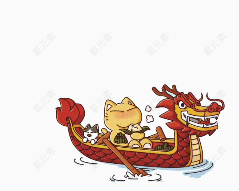 小猫划龙舟
