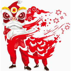 春节重大节日中国特色舞狮红色狮子